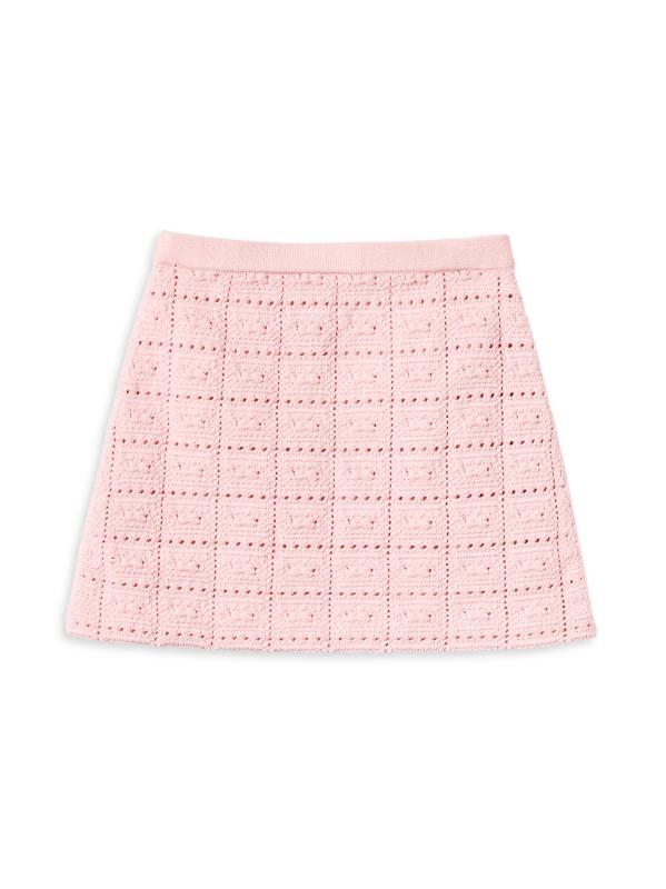 #2: تنورة Pointelle المحبوكة المزخرفة للفتيات الصغيرات والفتيات - وردي