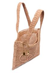 送料関税込【CHLOE】サマーバナナ かぎ針編み刺繍入りトート Chloé ラフィア製Summer Bananaトートバッグ の青色 | Chloé JP
