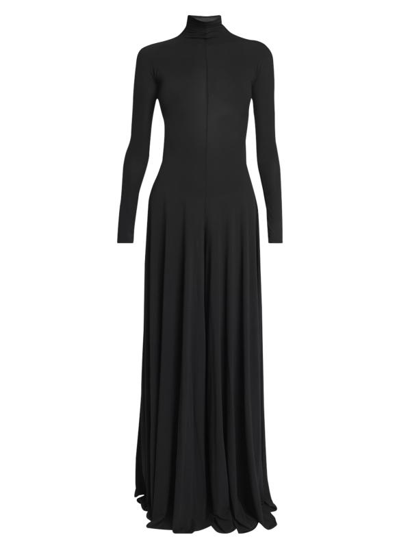 جمبسوت بياقة عالية محبوكة شفافة