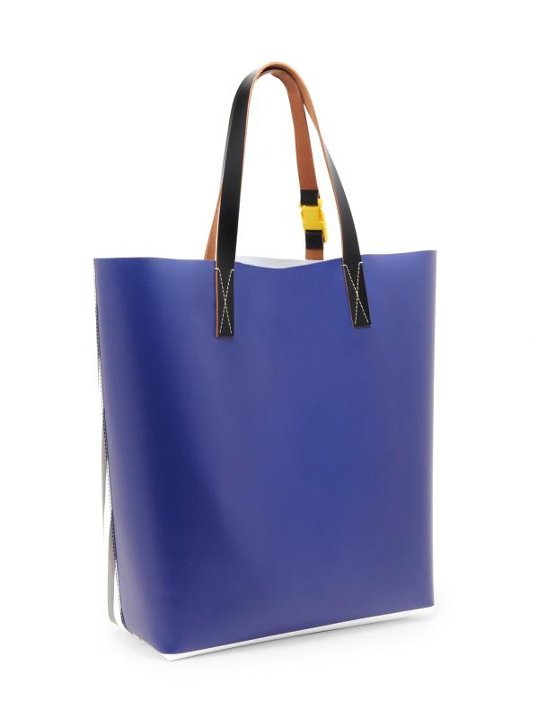 MARNI ★ Tribeca ショッピング バッグ トート ストライプ ブルー ストライプ Tribeca ショッピングバッグ、マルニロゴ入り