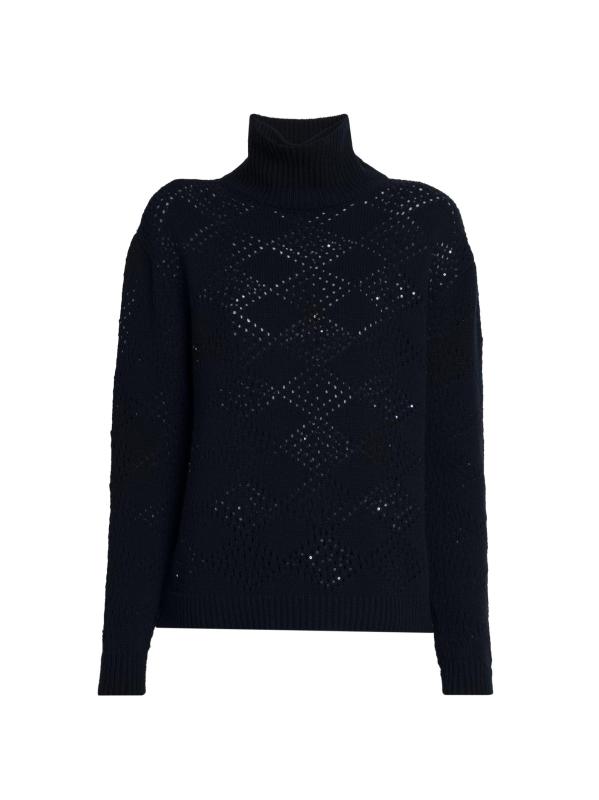 ياقة مدورة من الصوف والكشمير المطرّز