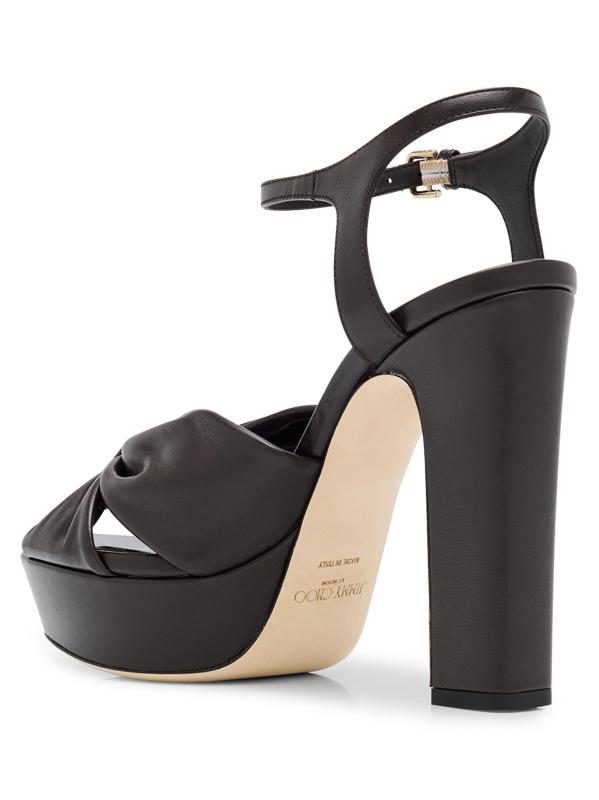 #4: صندل Heloise ذو قاعدة جلدية بعقدة مقاس 120 ملم - براون