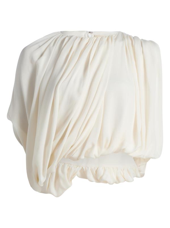 Marie Asymmetric Draped Silk Crop Top