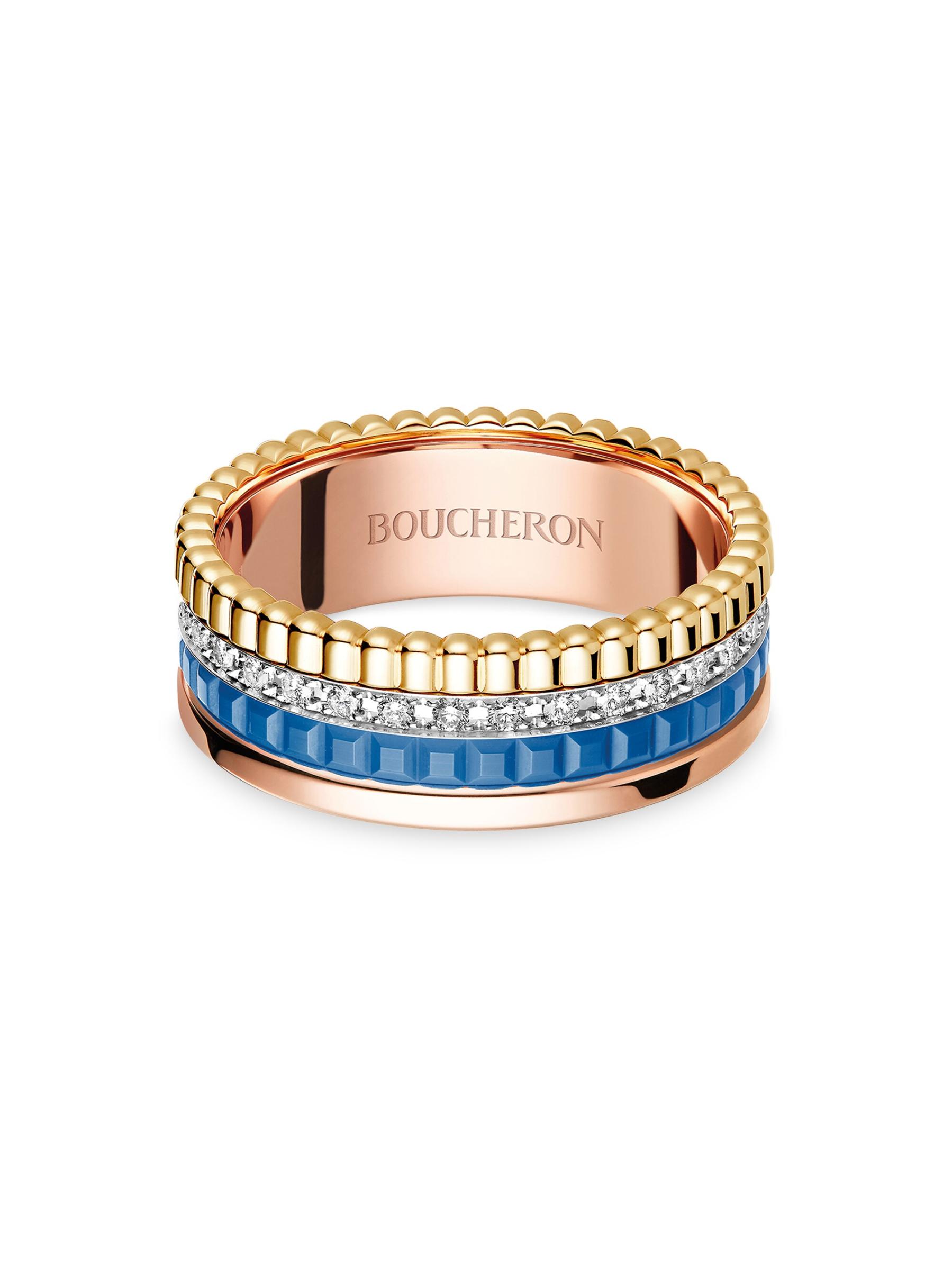 【Boucheron】Quatre Blue Edition 18Kトライトーン・ゴールド Shop Boucheron - Quatre Blue Edition Tri-Tone 18K Gold