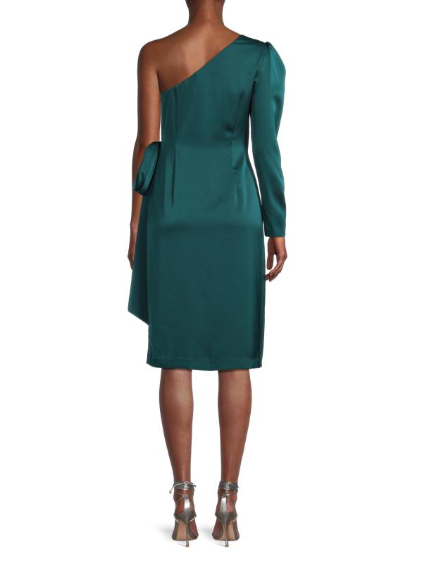 #4: فستان كوكتيل ساتان بكتف واحد - جوهرة خضراء