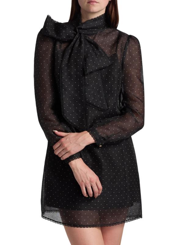 #2: فستان دريم بولكا دوت قصير بياقة مستديرة - نقطة سوداء