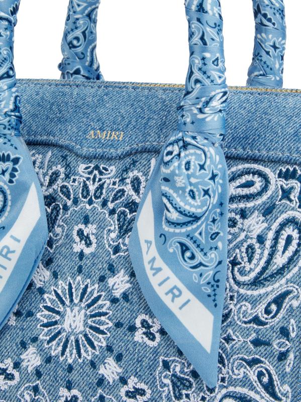 ハンドバッグ MICRO BANDANA TRIANGLE BAG Amiri Micro Bandana Triangle Denim Top Handle Bag | Saks