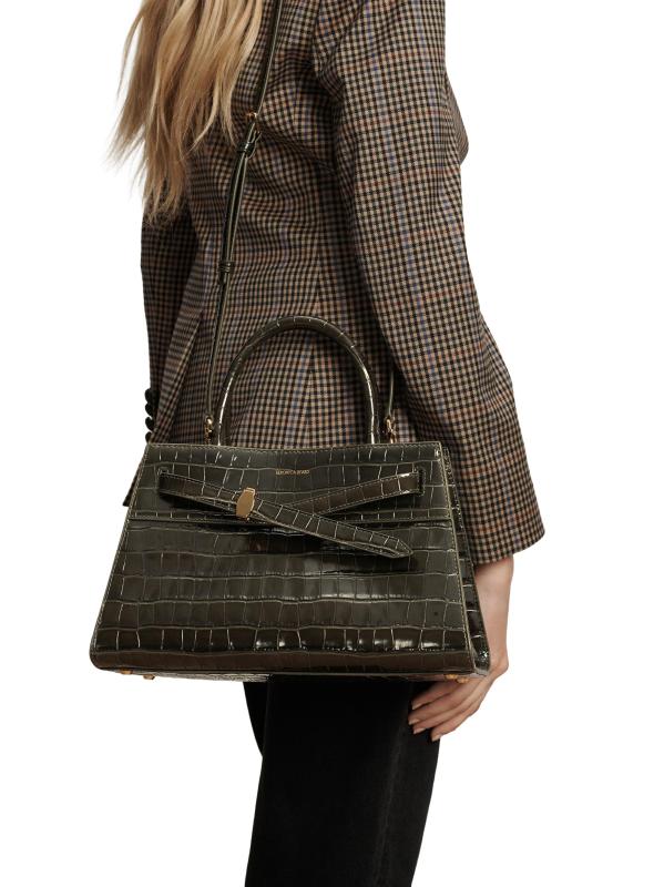 #2: حقيبة بمقبض علوي من الجلد المنقوش بالتماسيح - شجر السرو