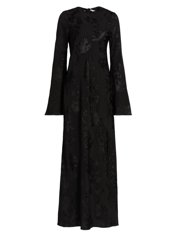 فستان ماكسي برباط خلفي من أورا جاكارد