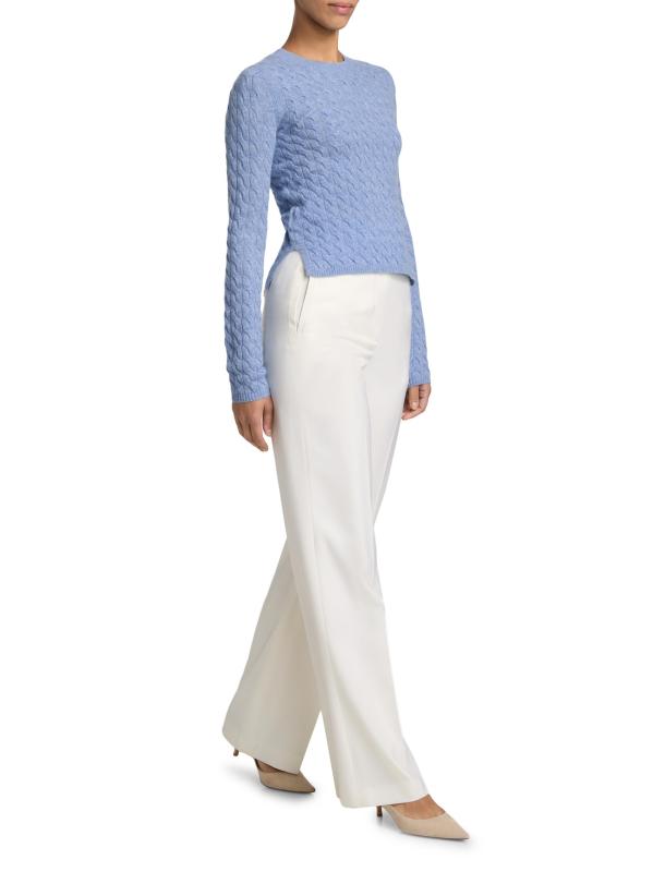 #7: سترة Milla Cashmere محبوكة برقبة مستديرة - أزرق فاتح