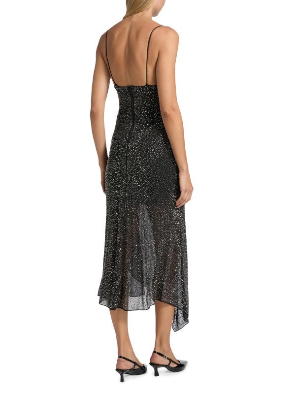 #4: فستان متوسط الطول غير متماثل مزيّن بهارموني - أسود