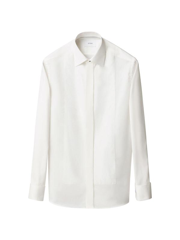 #2: قميص جاكار مخطط بمقاس ضيق - أبيض