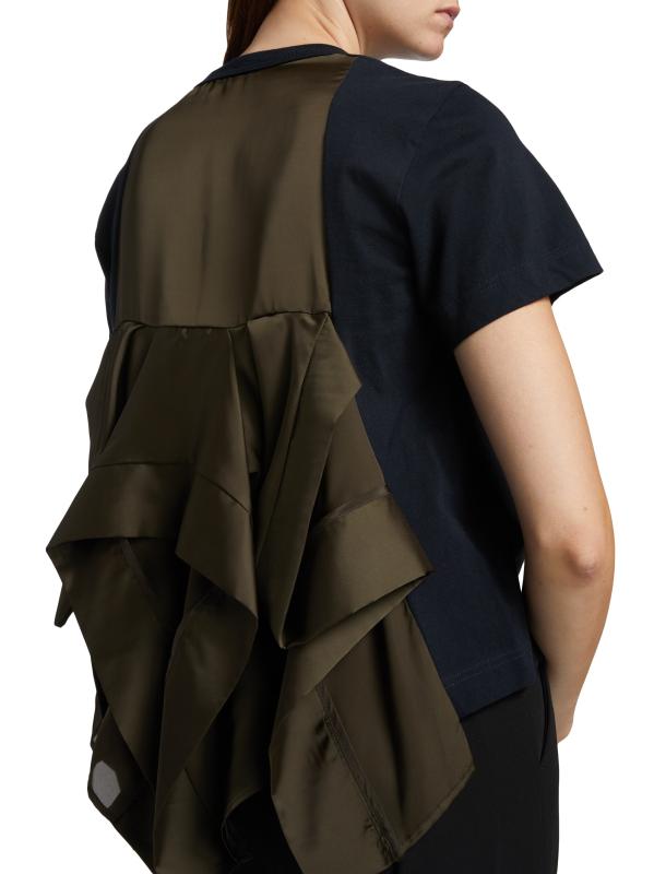 Sacai - サテン・コットン・ジャージーTシャツ をオンライン購入
