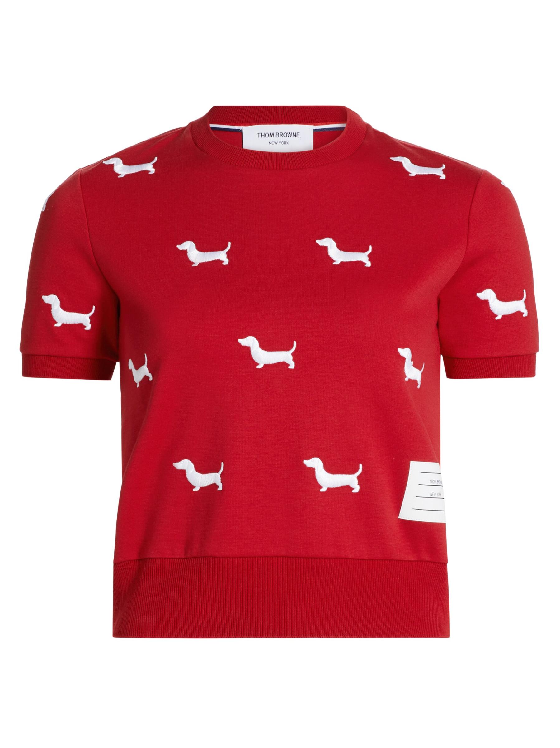 【THOM BROWNE】HECTOR DOG TSHIRT Shop Thom Browne - Hector Embroidered Ribbed Cuff T-Shirt