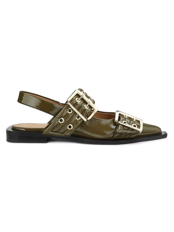 GANNI◆ベルトバックル バレリーナシューズ GANNI - バックル・バレリーナシューズ をオンライン購入 | Saks