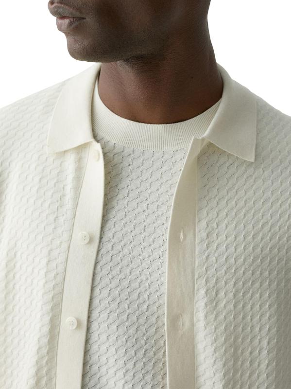 #5: قميص Cairn Tactile من القطن بأزرار أمامية - قشر البيض