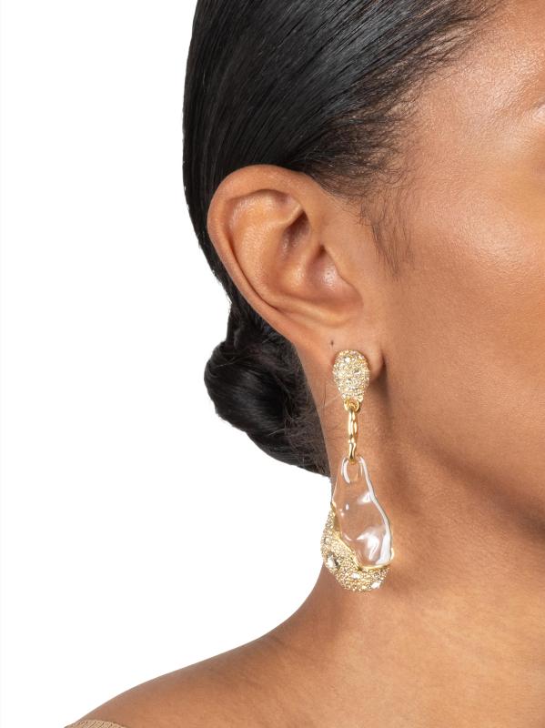 #2: أقراط متدلية من اللوسيت والكريستال ومطلية بالذهب عيار 14 قيراطًا - واضح