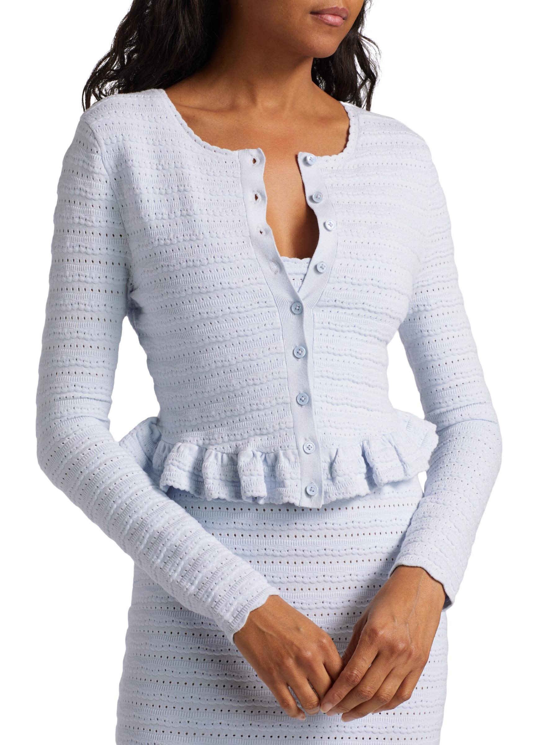 Shop LoveShackFancy - Rogan Scallop-Trim Ruffle-Hem Cardigan
