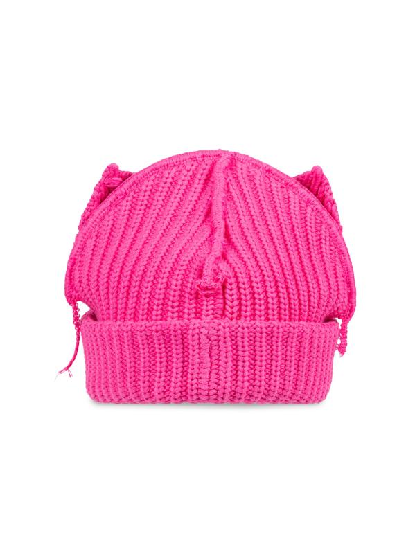 #2: قبعة صغيرة من الصوف على شكل آذان مكتنزة - وردي