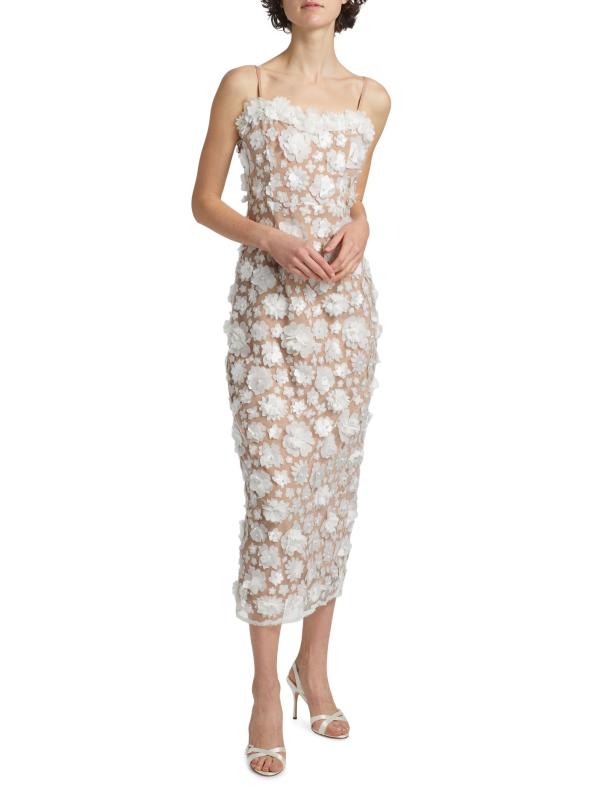 #5: فستان متوسط الطول مزيّن بالزهور من بلوبيل - عاجيي