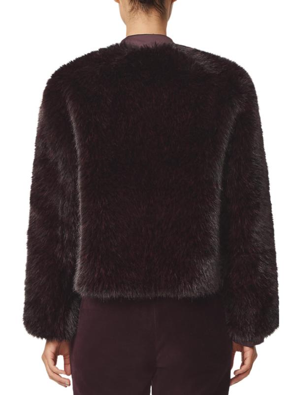 #3: معطف ماركو قصير من الفرو الصناعي - عنابي اللون