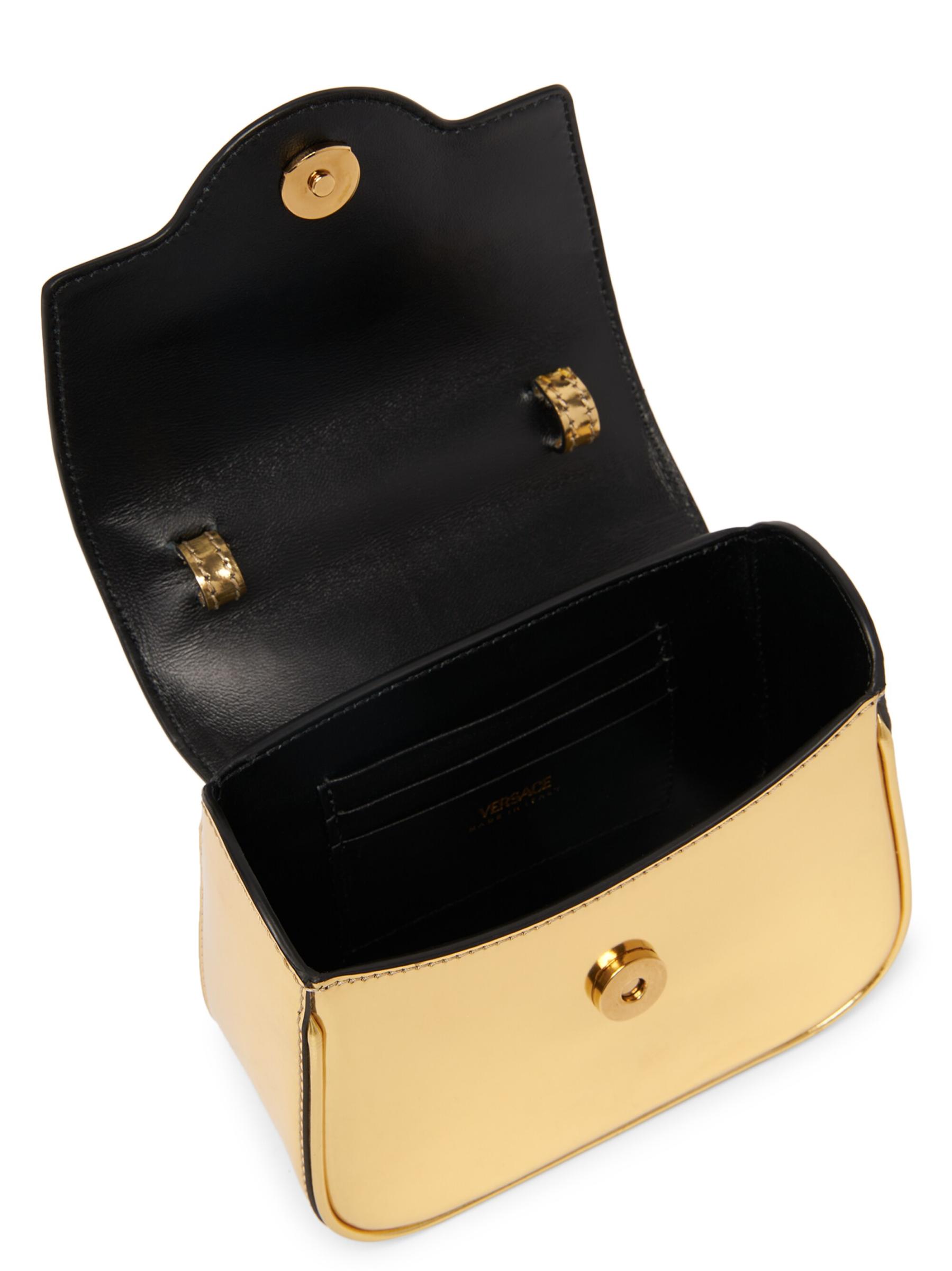 関税込み◆2025SS ラメドゥーサ レザートップハンドル バッグ Versace - ミニ ラ メドゥーサ メタリックレザー トップハンドル
