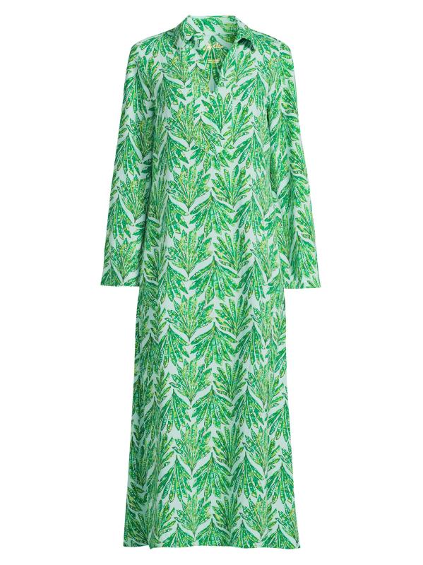 فستان ماكسي بتصميم قفطان مستقيم بطبعة سيمونا