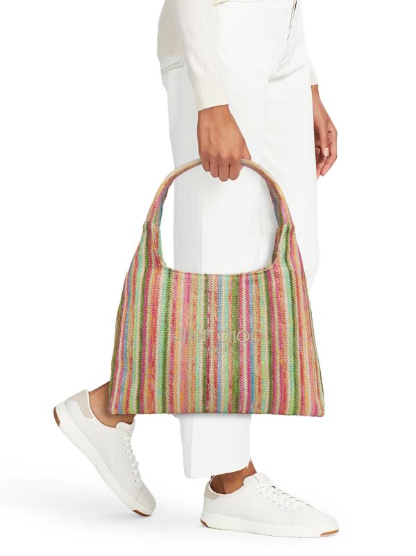 Shop Jimmy Choo Beach Diamond Large Stripe Raffia Shoulder Bag