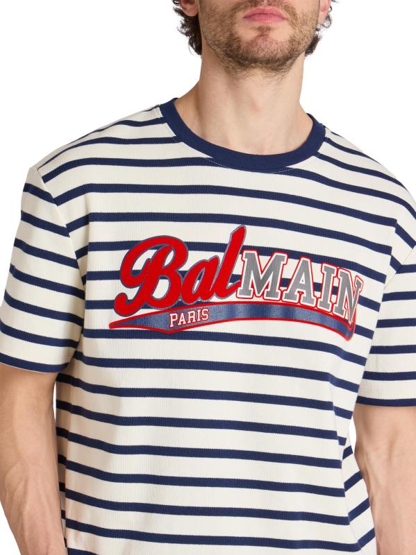 #5: تي شيرت بشعار بيسبول مخطط من Marinière - بيج بلو روج