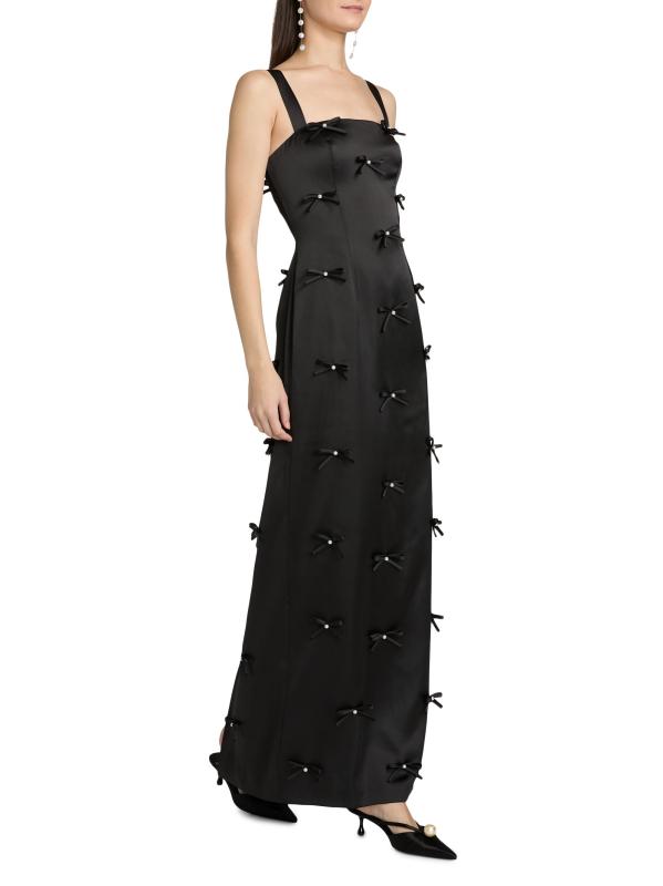 #7: فستان أمورا من الساتان مزيّن بفيونكة - أسود