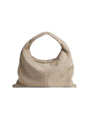 Shop Bottega Veneta - Large Hop Intrecciato Suede Hobo Bag