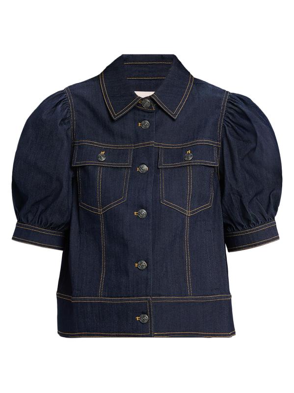 جاكيت جينز ليوني بأكمام منفوخة