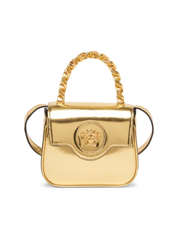 ♦VERSACE♦ミニメドゥーサレザートップハンドル Versace - ミニ ラ メドゥーサ メタリックレザー トップハンドル
