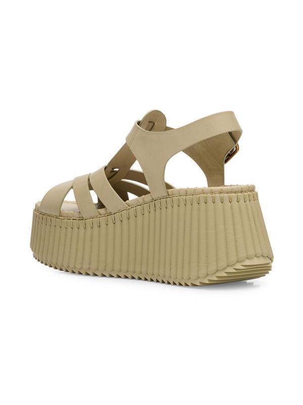 #2: صندل ناما ببلاتفورم من الجلد مقاس 80 ملم - أخضر فاتح