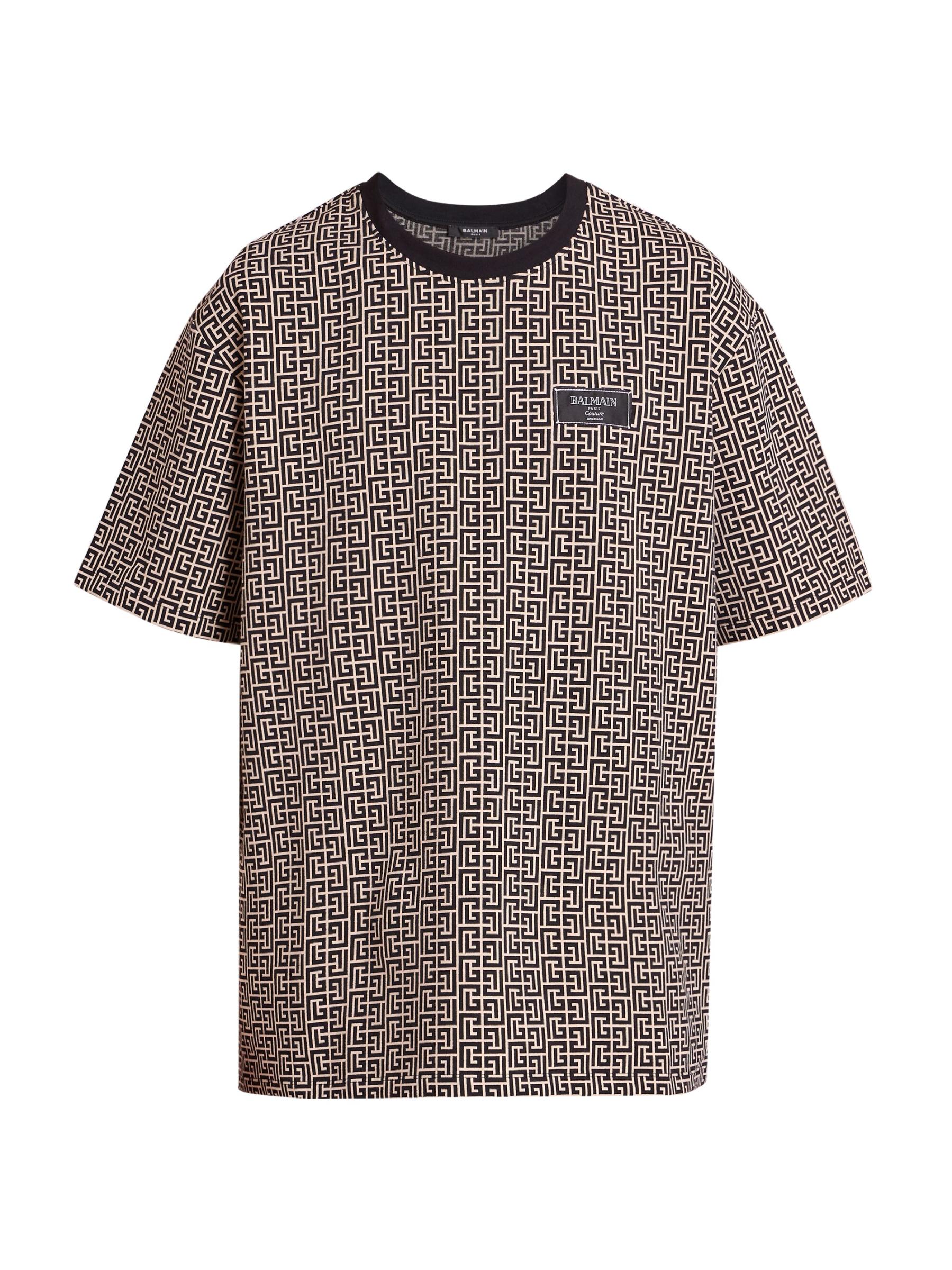 【関税込み】Balmain ブラック モノグラム Tシャツ Balmain All Over Monogram Black Crewneck T-Shirt Tee Size X