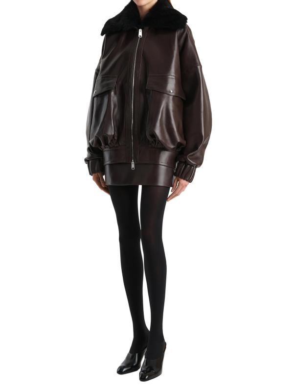 #6: جاكيت ديمون من الجلد بياقة شيرلينغ - طين