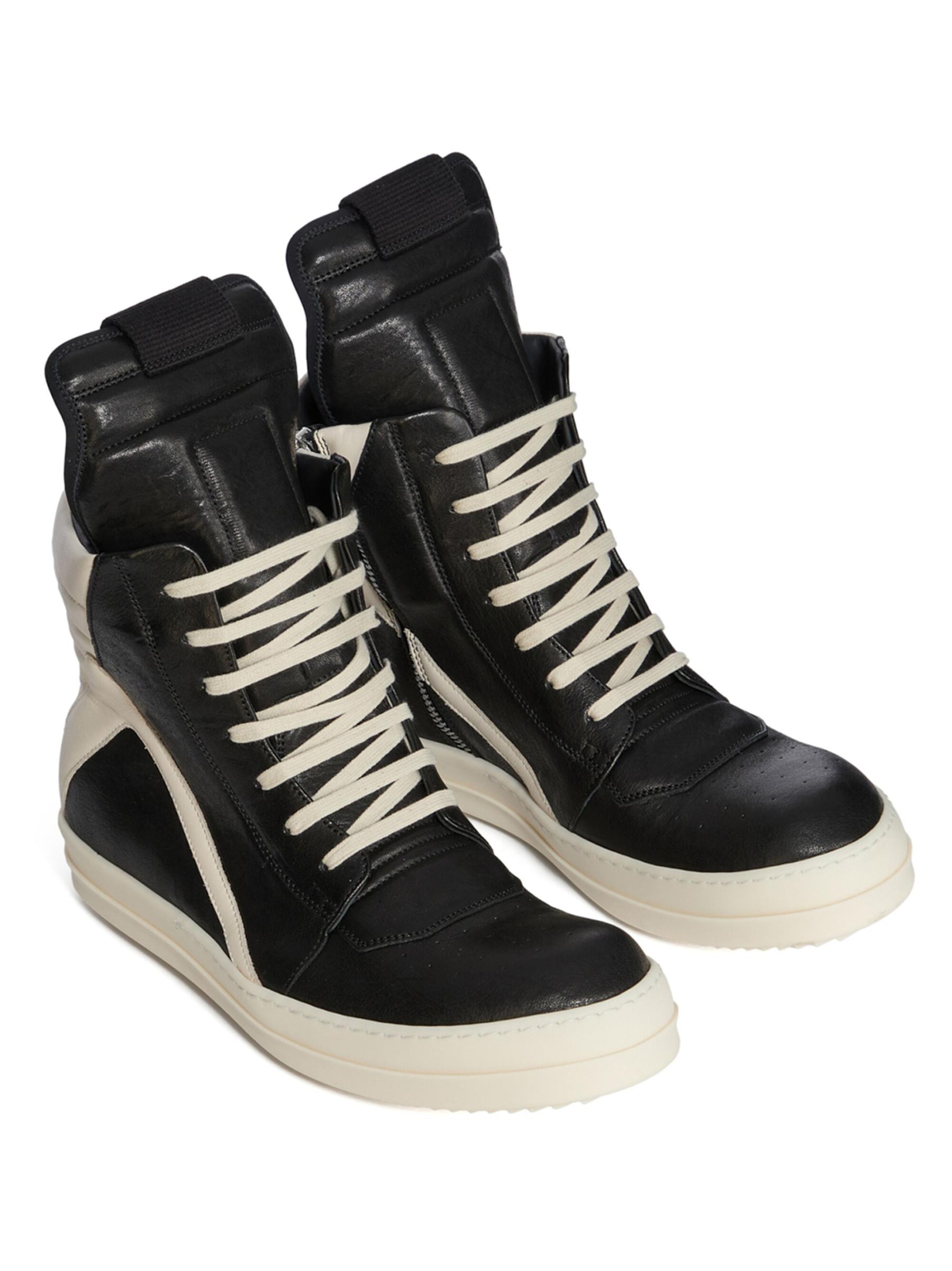 【RICK OWENS】ジオバスケットレザーハイトップスニーカー ジオバスケットレザーハイカットスニーカー | Rick Owens