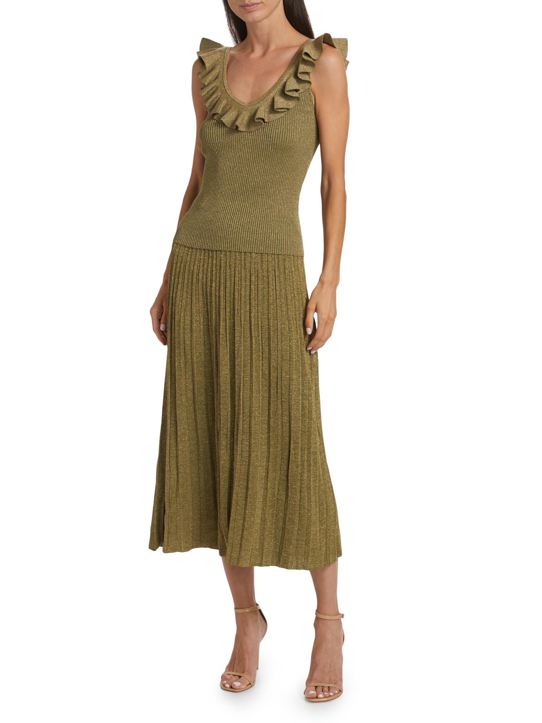 【送料&関税込】Zimmermann Wylie Embroidered Midi Skirt ZIMMERMANN Wylie metallic ribbed-knit midi skirt | NET-A-PORTER