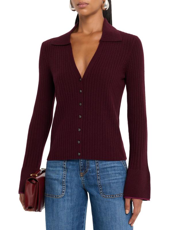 #2: كارديجان كاثي من الكشمير المحبوك - أرجواني داكن