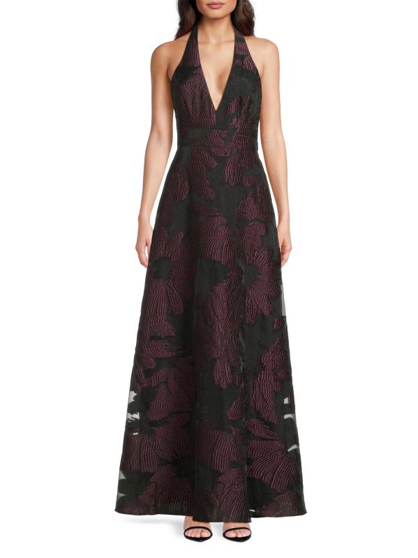 #2: فستان أورجانزا مزين بالزهور - برقوق منتصف الليل