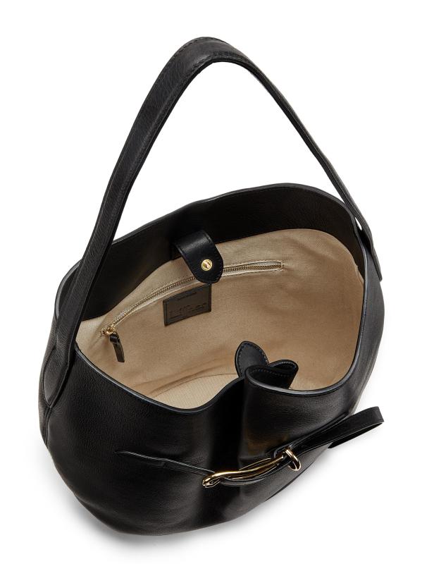 #4: حقيبة دلو كبيرة من الجلد بحزام - أسود