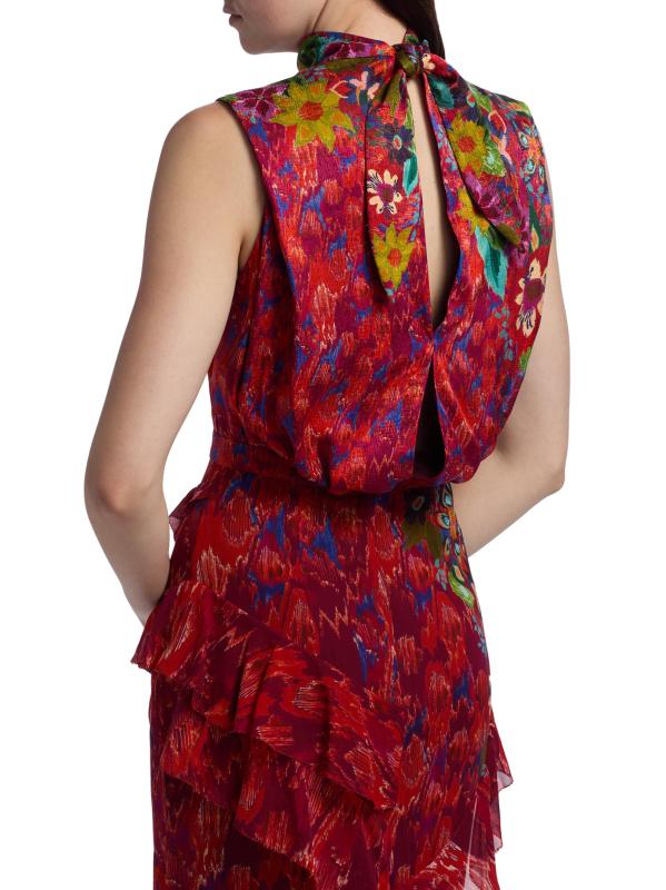 #5: فستان ماكسي من الحرير المكشكش بدون أكمام من فلور - حديقة أستيل