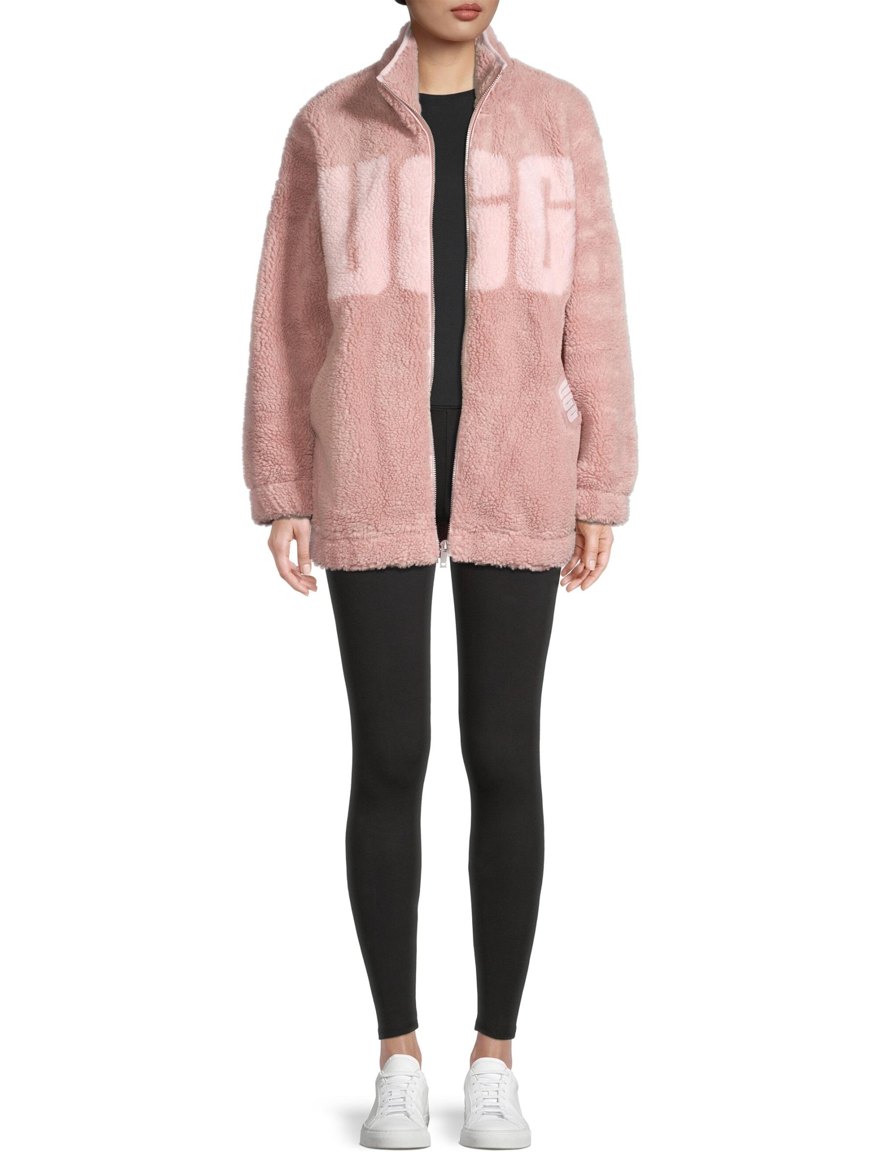 【UGG】Raquelle ラケル シェルパ ジャケット black UGG Raquelle Logo Sherpa Jacket | Saks Fifth Avenue