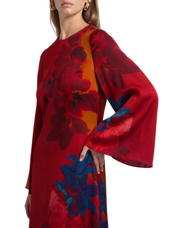 #5: فستان بايتون الطويل من الحرير المزهّر - طباعة زهور الجنة