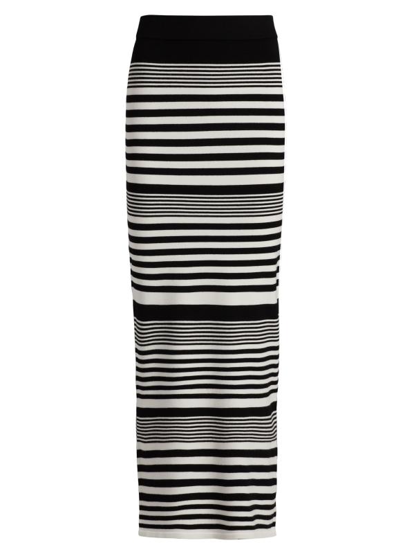 Shop Ronny Kobo - Tamika Striped Knit Column Maxi Skirt