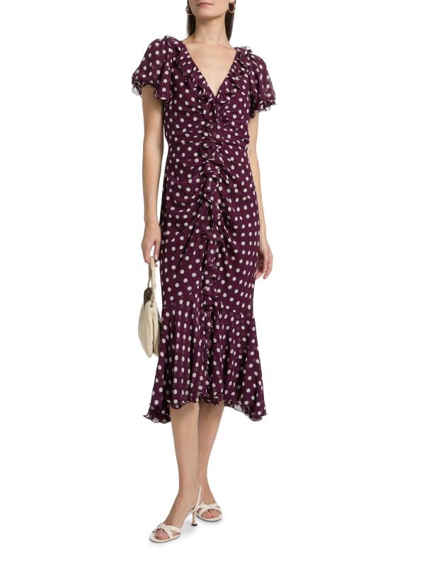 #2: فستان متوسط الطول مكشكش بنقشة من ليرا - ديب بلوم متعدد