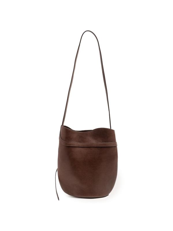 #5: حقيبة دلو جلدية بحزام - بني داكن