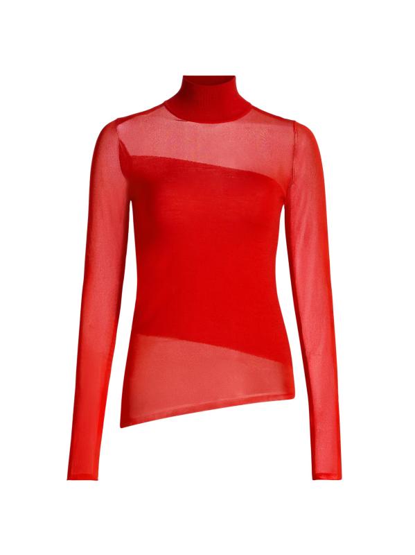 بلوزة شفافة من صوف الميرينو غير المتماثلة