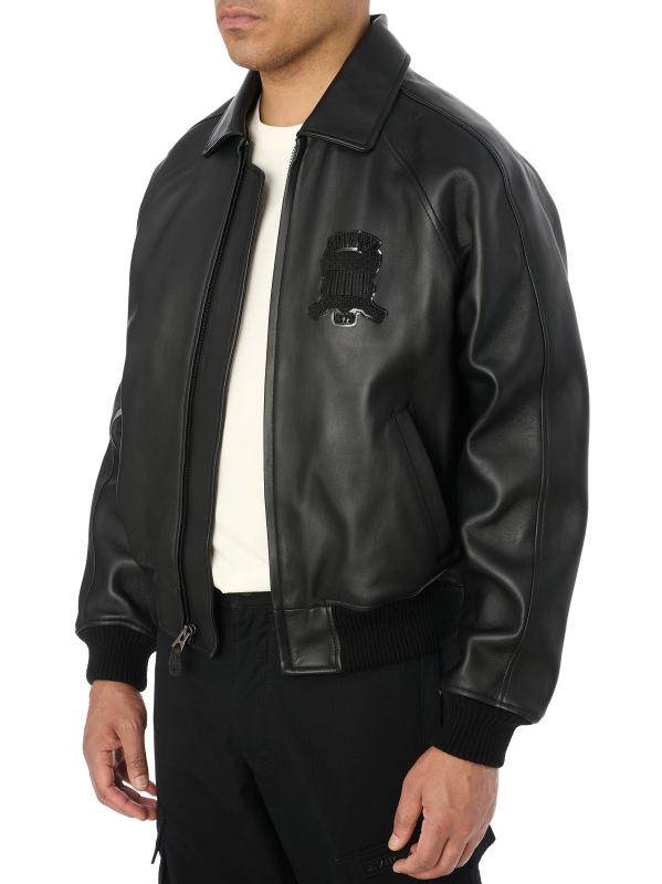 Shop Avirex - Black Icon Leather Bomber Jacket | Saks Fifth