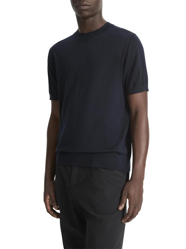 #2: سترة بأكمام قصيرة ورقبة مستديرة من الصوف والكشمير خفيفة الوزن - ساحلي